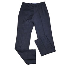 Tommy Hilfiger Wool Dress Pants Mens 32x30 Blue Plaid Modern Stretch $190 NEW