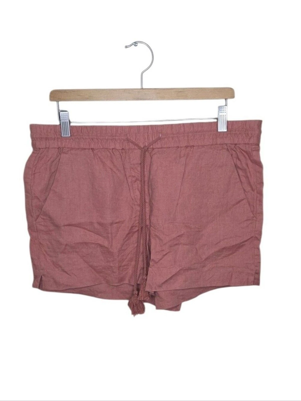 Loft Rusty Burnt Orange Pull-on Drawstring Elastic Waist Linen Shorts Medium