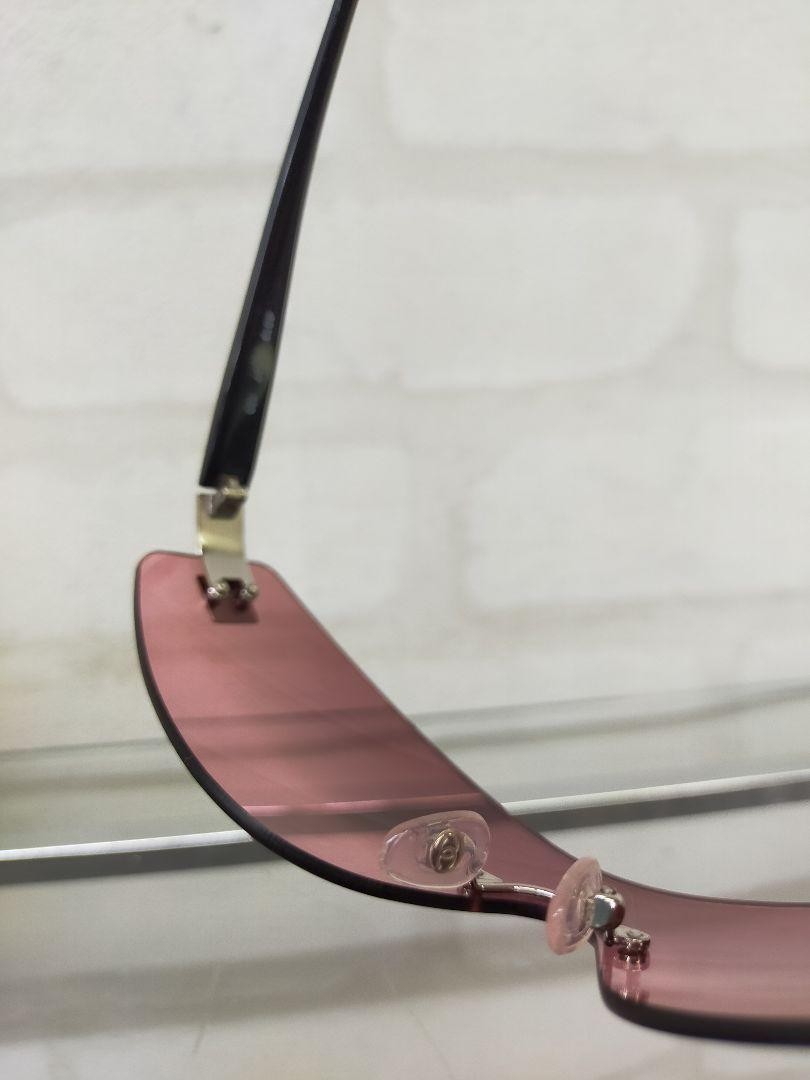 CHANEL 4019 Rimless Sunglasses Coco Mark Pink Lens Silver