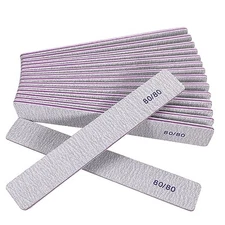 80/80 Grit Nail Files (12 Pack), Heavy Coarse Emery Boards for Acrylic Nails 