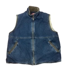Vintage Wrangler Hero Full Zip Corduroy Collar Sherpa Lined Denim Vest Mens L