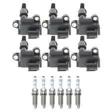 Bosch 6 Ignition Coil 6 OE Fine Wire Double Iridium Spark Plug Kit For W204 V6