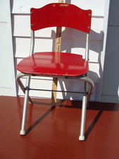 Vintage Baby Butler Chair Children's Folding Aluminum Wood Composite Red