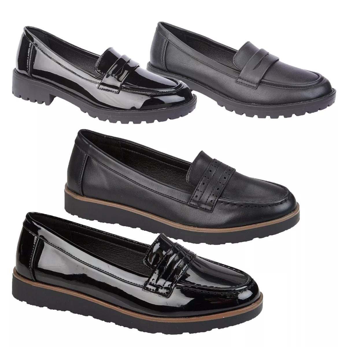Faux leather cheap loafers womens