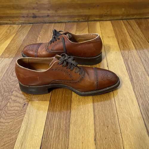 Scarpe Allen Edmonds Banff marrone pelle punta berretto abito brogue Oxford da uomo 7D - Foto 5 di 13