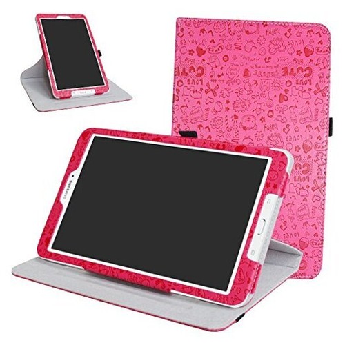 Galaxy Tab E 9.6 Rotating Case, 360 Degree Rotary Stand with Cute Rose Red - 第 1/8 張圖片