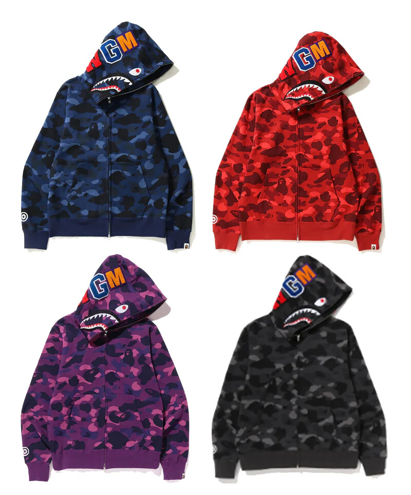 A BATHNIG APE Men's COLOR CAMO SHARK FULL ZIP HOODIE A BATHNIG APE Men's COLOR CAMO SHARK FULL ZIP HOODIE