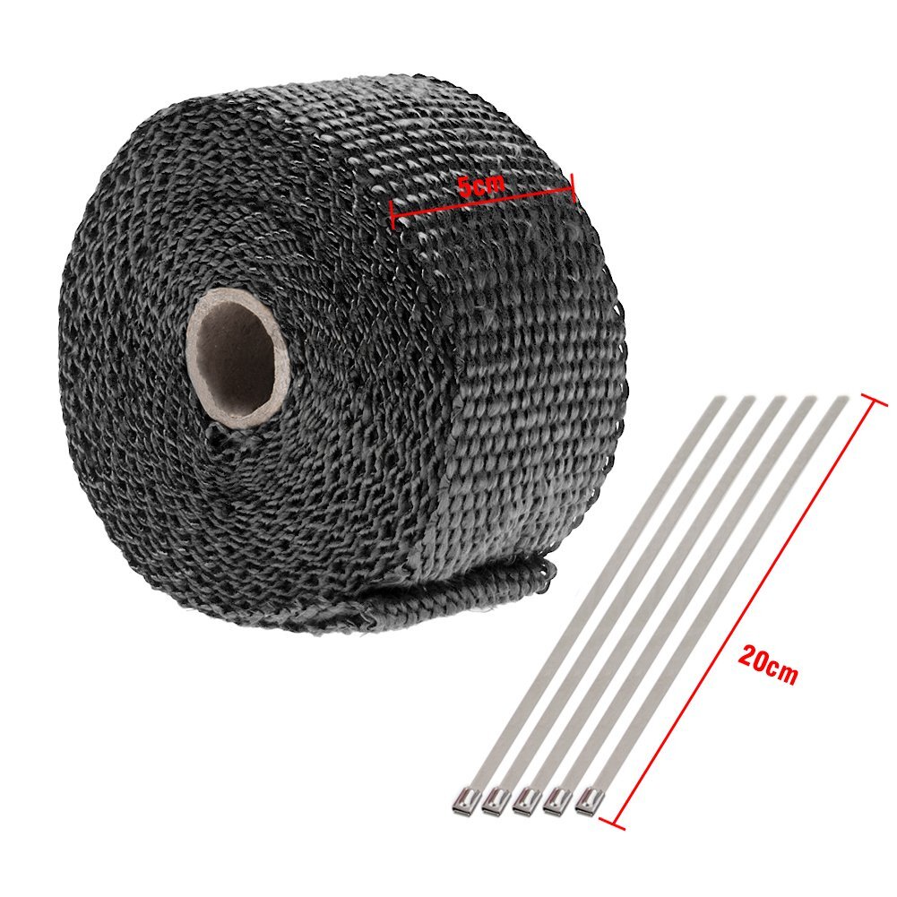 PATIKIL 2” X 32ft Fireproof Fiberglass Pipe Wrap – 900°C Resistant With 2 Stainless Steel Clamps For Exhaust, Stove & Water Heater Pipes