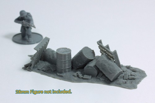 Cover Rubble - Tabletop Wargaming WW2 Terrain | 28mm Miniature 3D Printed Model - Picture 2 of 7