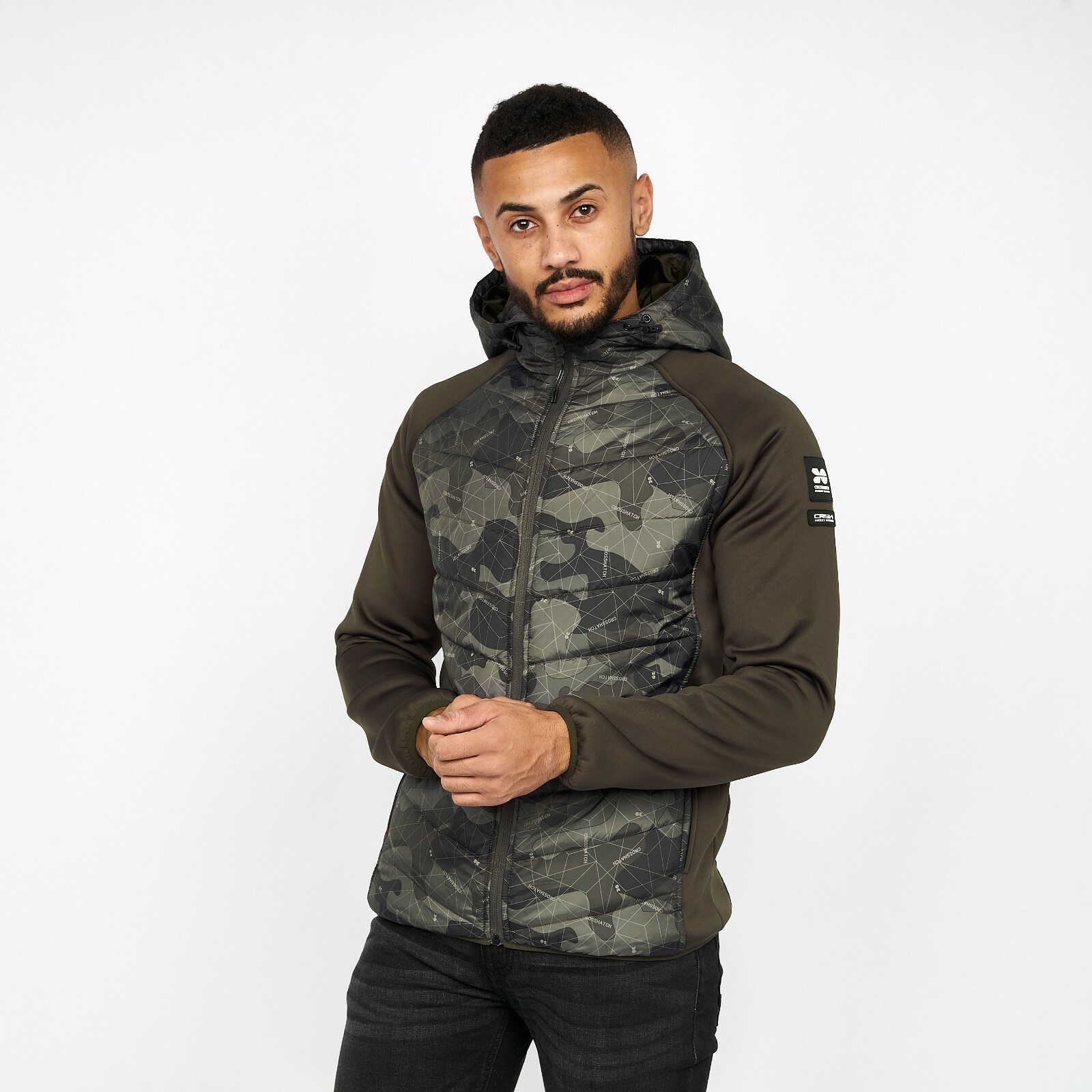 Mens Crosshatch Jacket Quilted Padded 