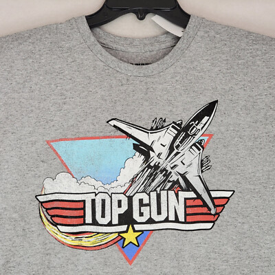 TOP GUN Shirt Mens Medium Gray Mavrick TOM CRUZE F14 Paramount Movie NWT