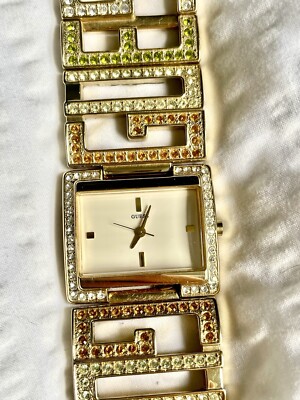 Guess Logo Watch u13502L1 New Battery Gold Tone 32MM 6.5\