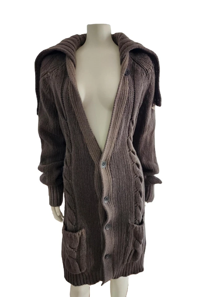 VITAGE DIESEL MUJER MEZCLA LANA PUNTO PESADO CÁRDIGAN ABRIGO CINTURÓN TALLA MEDIANA GRIS Foto 3 de 4