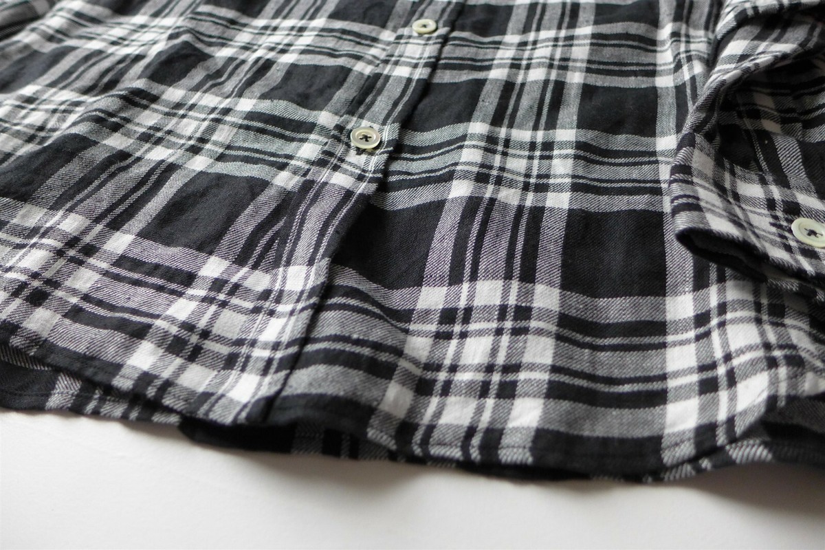 Margaret Howell Oversized Linen Check Shirt Black White, size