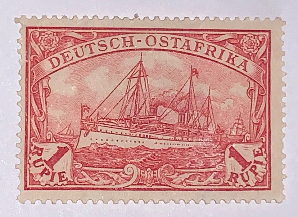 Travelstamps: Germany East Africa Stamps 1 Rupie Kaiser’s Yacht mint OG H WMK - Image 2 of 4