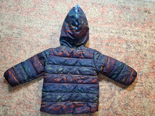 Little Me DINOSAUR Blue Winter Coat/Jacket-SPIKES ON HOOD-Baby Boy 18 Months - 第 4/7 張圖片