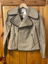 Mih Ladies Coffee Brown Twill Long Sleeve Collared Cropped Jacket Size M