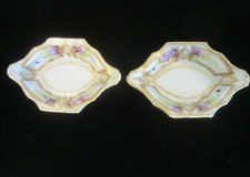 Vintage Pair Of Japanese Nippon Porcelain Hand Painted Nut Dishes. Beautiful!