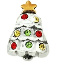 NWOT Brighton CHRISTMAS TREE Crystal Xmas Holiday Silver STOPPER Bead Charm