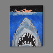 JAWS Painting Canvas or Photo Print Ocean Shark Fish Abstract Art Film & Movie