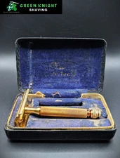 Vintage 1961 G4 Gillette Gold TECH Ball End DE Safety Razor