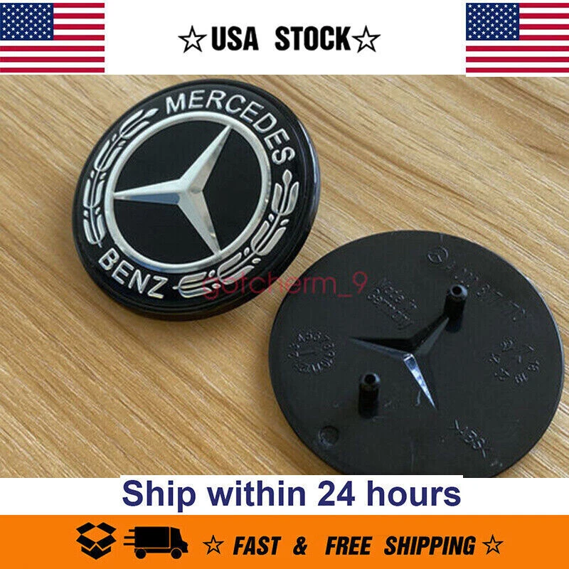 FOR C CL CLK CLS E GL GLK ML SL R S Black Hood Emblem Badge Genuine OE - Image 4 of 4