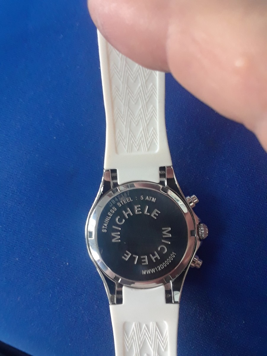 Michele Tahitian Womens Quartz Watch White Dial Sporty Black Silicone MW12D00 Michele Tahitian Womens Quartz Watch White Dial Sporty Black  main image 3