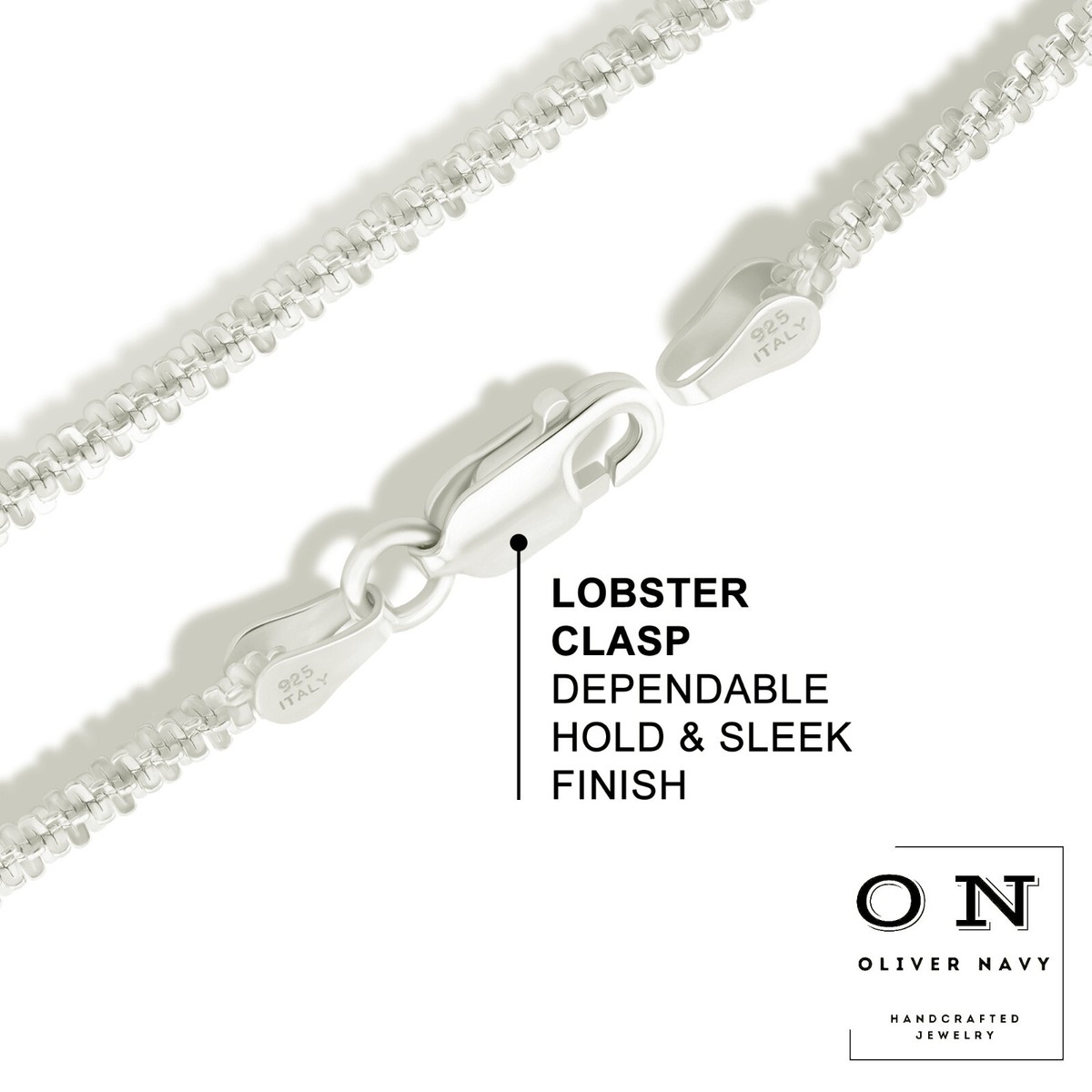 925 Sterling Silver 2.50mm Twisted Rock Sparkle Glitter Chain