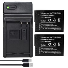 2x Battery +Charger DMW-BLC12 for Panasonic GX8 G5 G6 GH2 GH5 FZ1000 DMW-BLC 12E