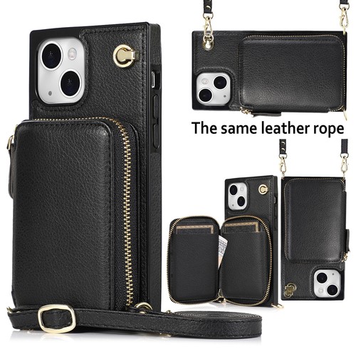 For iPhone 16 15 14 13 12 11 Pro Max XR 8 Plus Zipper Card Wallet Crossbody Case - Picture 10 of 63