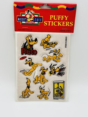 VIntage Disney Mickey & Friends Pluto Dog Puffy Stickers Sheet MIP