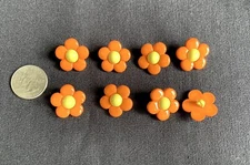 Dress It Up Jesse James Orange Yellow Flower Shank Buttons (8) Spring/Summer