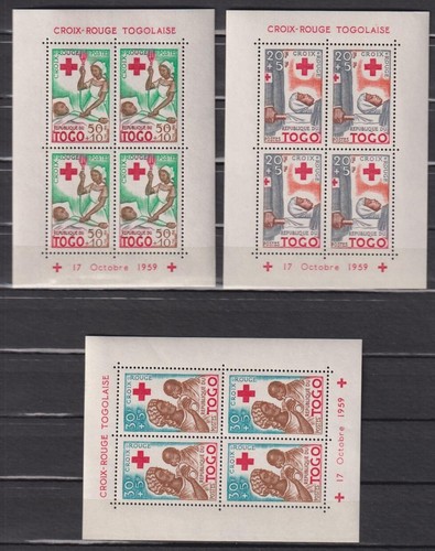 Togo: Block 2-4 A ** postfrisch / 100 Jahre Rotes Kreuz 1959