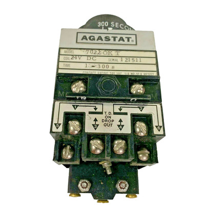 AGASTAT Model 7022OKT ZEITVERZÖGERUNGSRELAIS 1 - 300 Sekunden Spule 24V DC