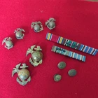 Vintage WWII US Military Marine/USMC Original Uniform Buttons, Pins, Ribbon Bars