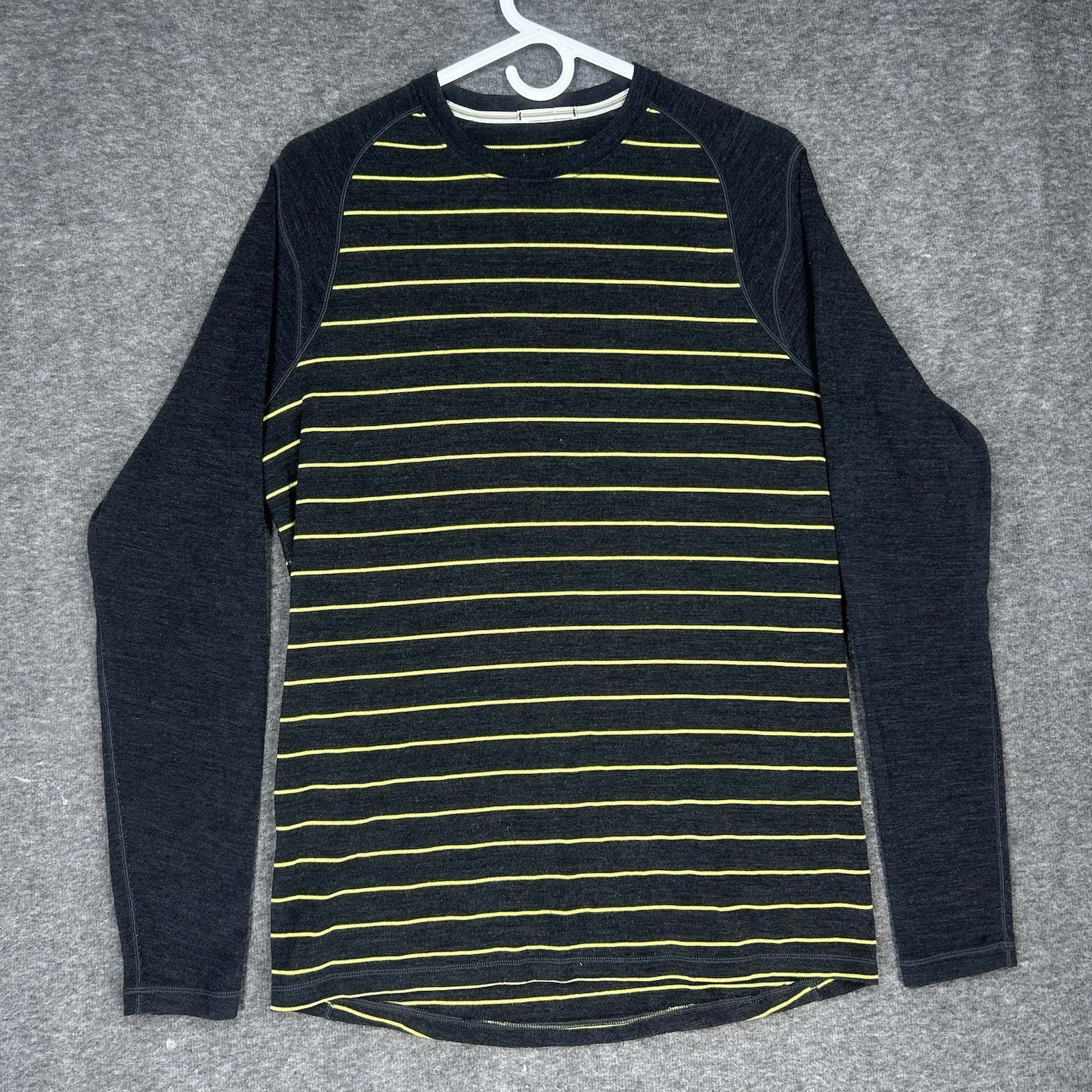 smartwool merino wool yellow stripe crewneck base-layer