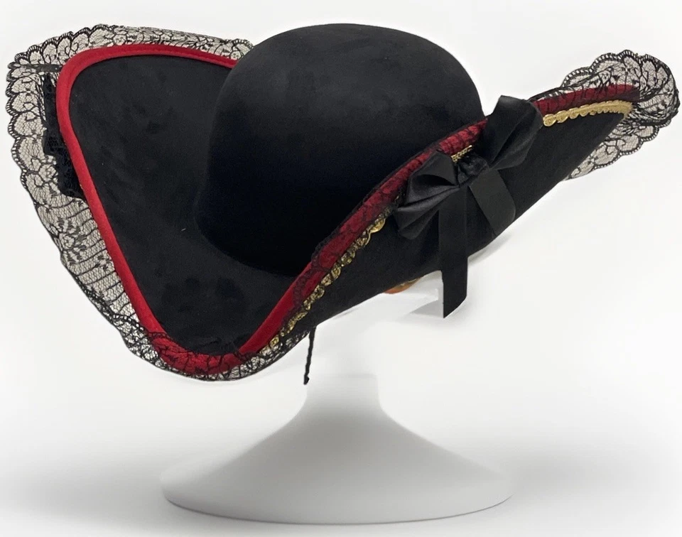 Sombrero Elope Pirata Bucanero Gitano Halloween Encaje Fieltro Disfraz Juegos con disfraces Accesorio Foto 4 de 4