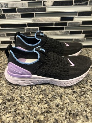 Nike React Phantom Run Flyknit 2 Shoes Womens 7 Sneakers Running Black Slip On
