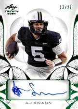 AJ SWANN 2024 LEAF TRINITY **GREEN** ROOKIE RC AUTO  /25 VANDY / LSU / APP STATE