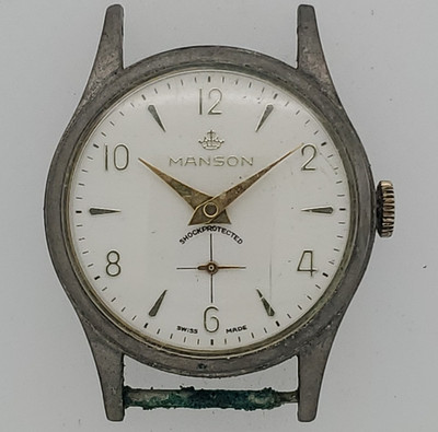Manson Shockprotected Swiss Made Manual Wind Small Second Silver White Dial