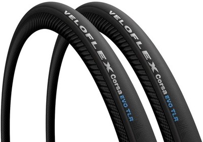 Veloflex Corsa Evo 700X25C Tlr Tubeless Ready Tires (Set Of 2) (Black/Black)_