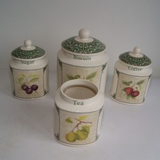 Vintage Arthur Wood Ceramic Tea, Coffee, Sugar and Biscuit Canister / Jar