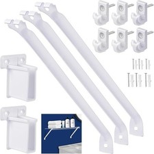 3 Pieces Wire Shelf Brackets Set for 12 Inch Shelving with Hooks and Clips
