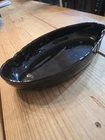 Frankoma Black Glossy Ceramic Oval Dish 205 Solid Pottery Impressed Backstamp