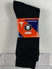 Brooklyn Socks Black Non-Binding  Crew Big & Tall Shoe Size 11-14 Pack of 3 New