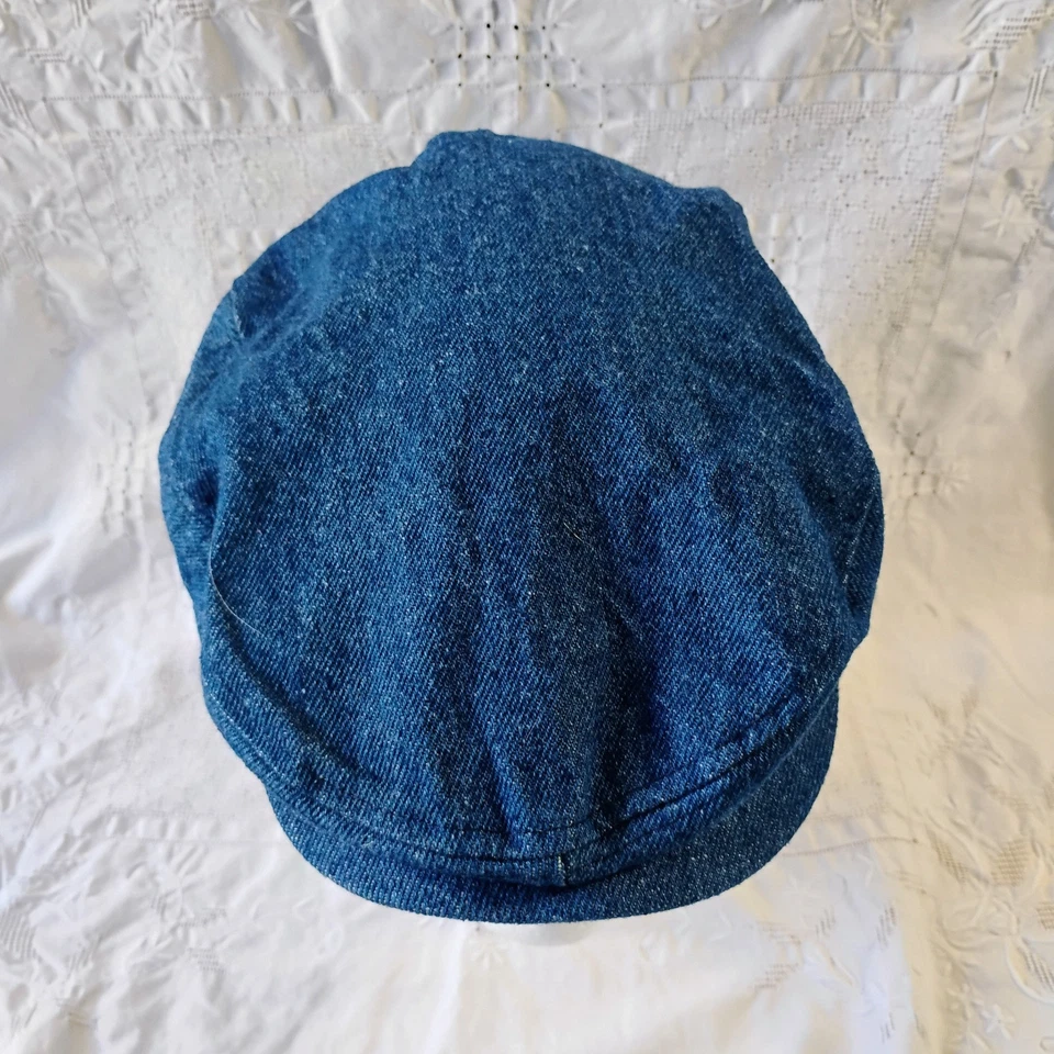 Vintage Denim Cap Hat Size 7 1/4-7 3/8 LARGE Conductor Train Railroad USA Cabbie - Image 2 of 4