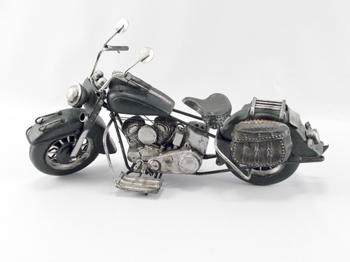 Vintage Fashion 11” Harley Motorcycle Sculpture made from Scrap Welded Metal
