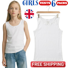 6 Pack Girls Underwear Vests Soft Cotton Tank Tops Kids Sleeveless Vest