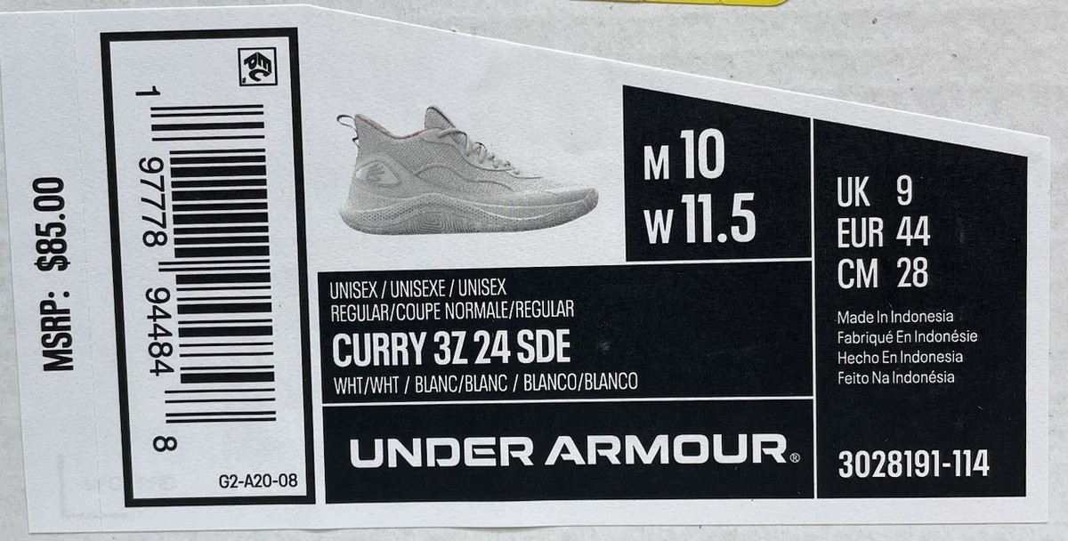 Under Armour Curry 3Z 24 SDE Basketball Shoes Men 10 White  display picture 1