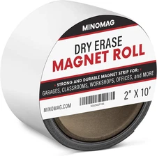 2" X 10' Dry Erase Magnet Roll | Strong Magnetic Whiteboard Tape Roll. Cut into 
